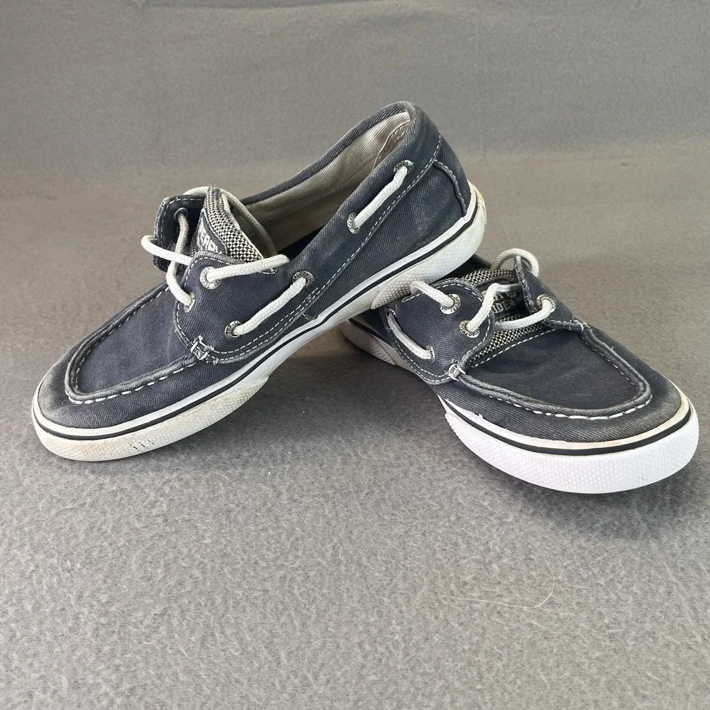 Sperry Halyard Top Sider Navy Blue Canvas Loafer Boat Shoes Size 13.5 Youth Kids